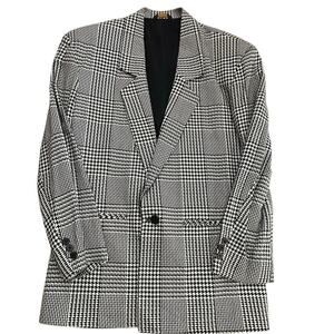 Cotler Women's Black White Houndstooth Plaid Print Tweed Blazer Coat Size 38